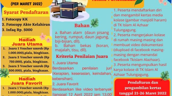 LOMBA KOLASE (BERSAMA ORANG TUA) YANG DIADAKAN OLEH TK ISLAM AL AZHAAR TULUNGAGUNG